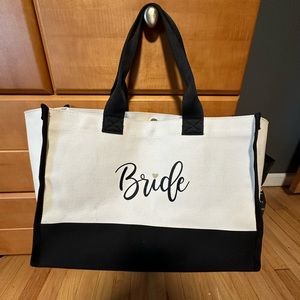“Bride” Canvas Tote Bag with “Bride” Makeup Case